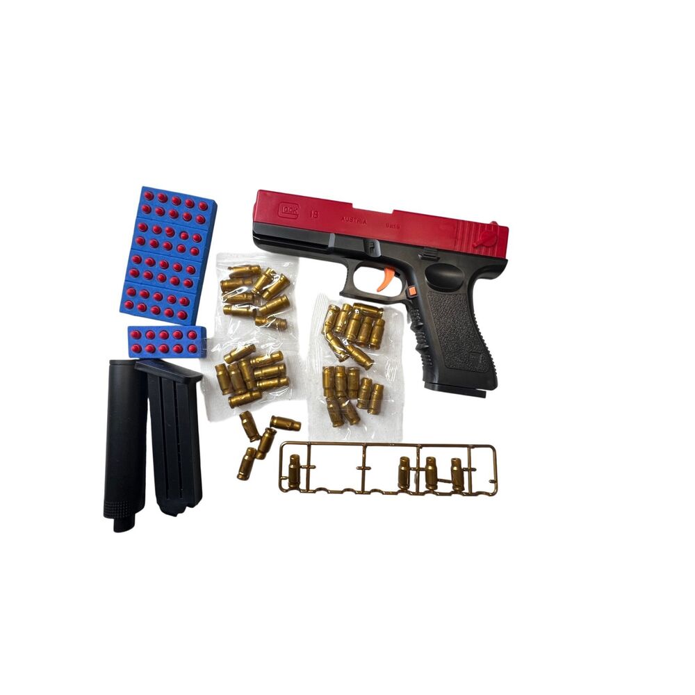 Soft Foam White Toy Gun with Target Board, Toy for Kids- Red & Black